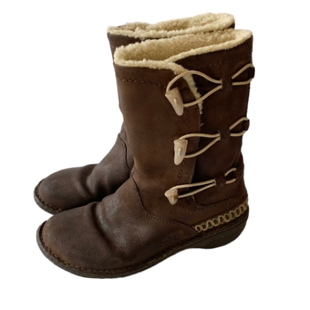 UGG Brown Shearling-Lined Toggle Winter Boots